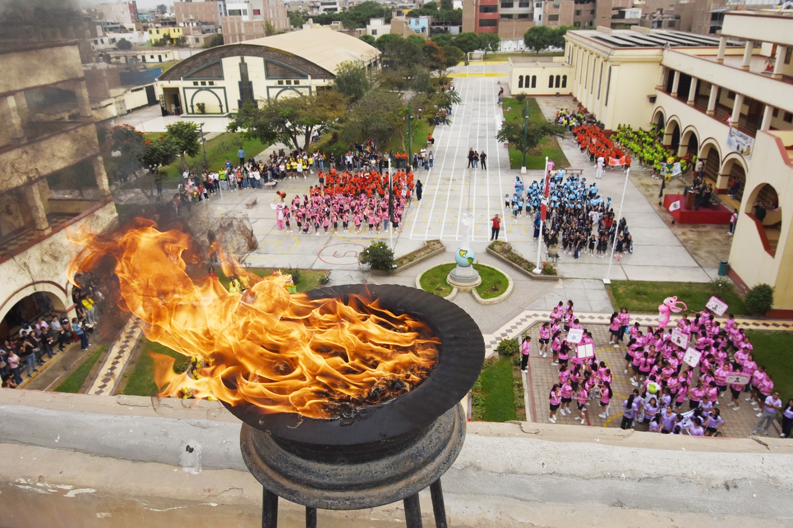 Antorcha olímpica en el colegio